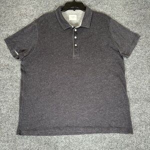 Billy Reid Polo Shirt 2XL Dark Grey Solid Short Sleeve Cotton Casual‎ Adult